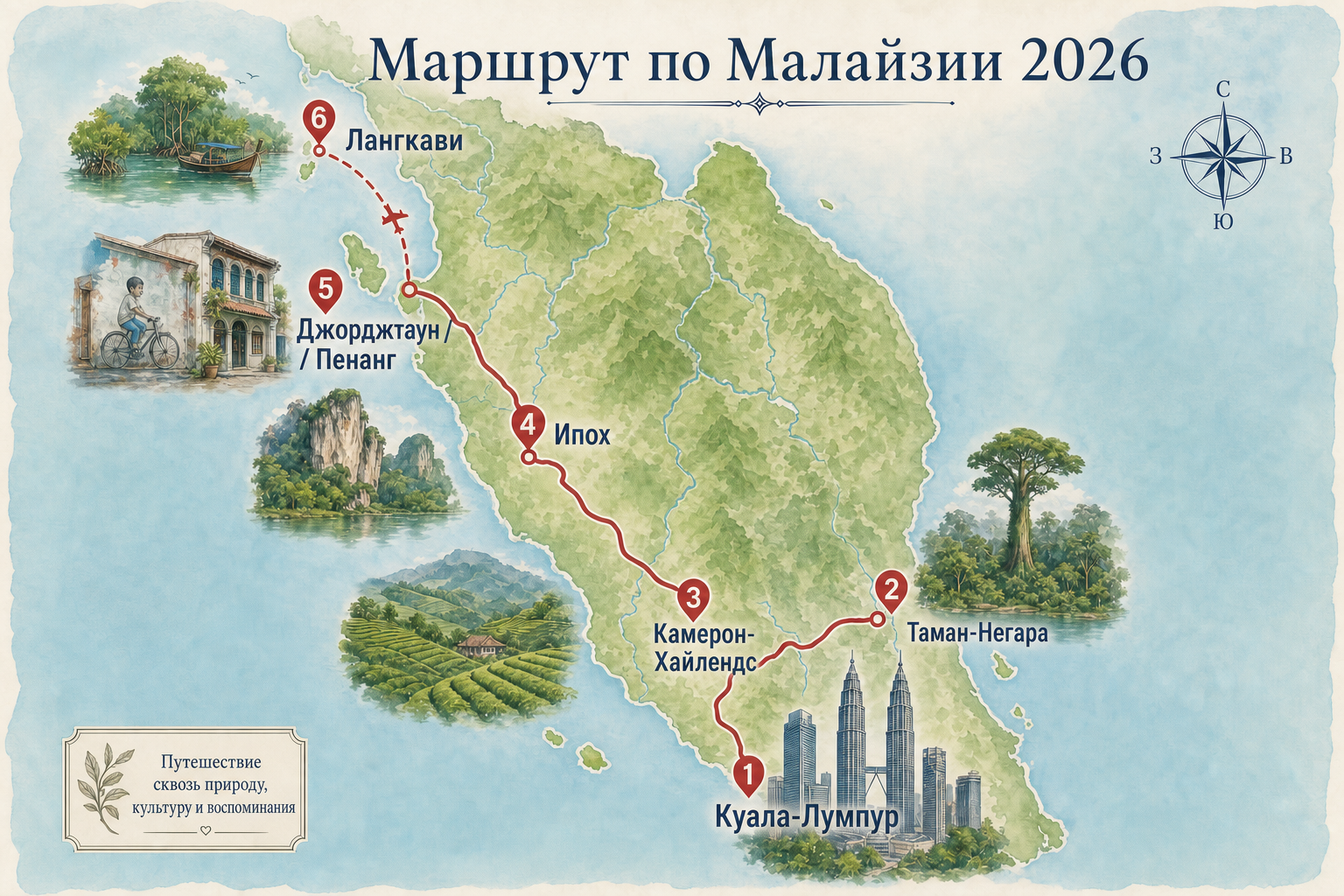 Маршрут путешествия по Малайзии 2026